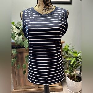 Banana Republic navy blue/white striped sleeveless top. New w/o tags. Size S.